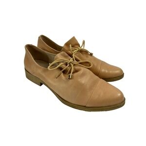 Django & Juliette Tan Leather Drawstring Oxford Cap Toe Quiet Luxury‎ Shoes 38